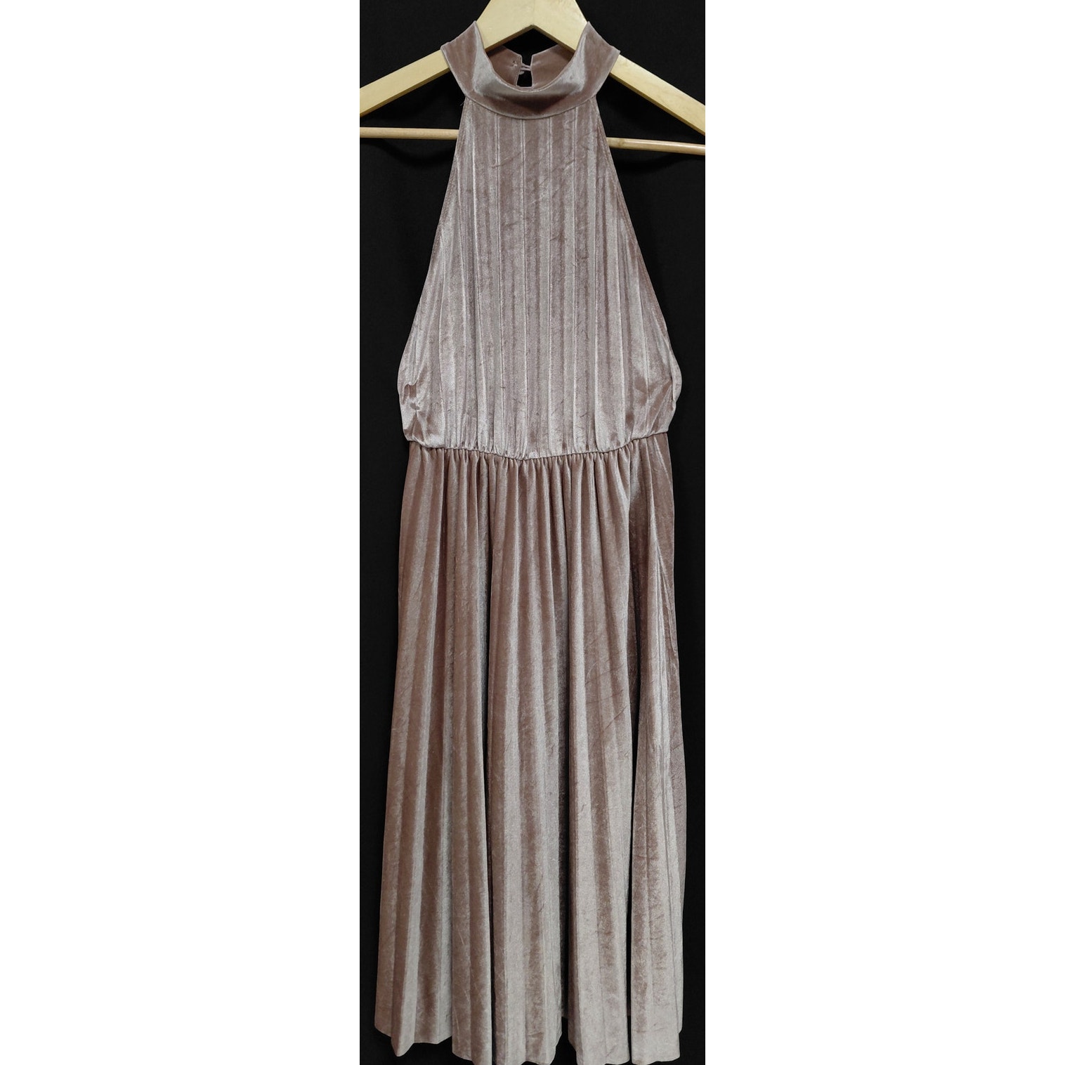Asos Halter Neck Dress Brown Solid Velvet Long Sleeveless Women Size 4
